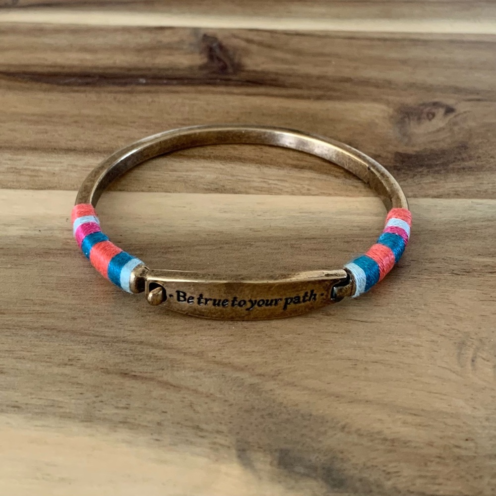 Vintage Religious Be true to your path Blessing bangle cuff bracelet NWOT